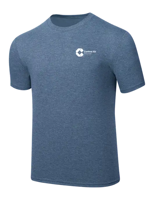 Simply Soft Light Slate Blue Heathered 4.5oz  Poly/Combed Ring Spun Cotton T-Shirt w/Control Air Enterprises Logo