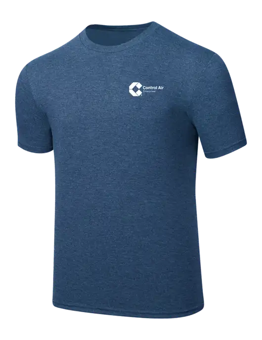Simply Soft Heathered Navy 4.5oz  Poly/Combed Ring Spun Cotton T-Shirt w/Control Air Enterprises Logo