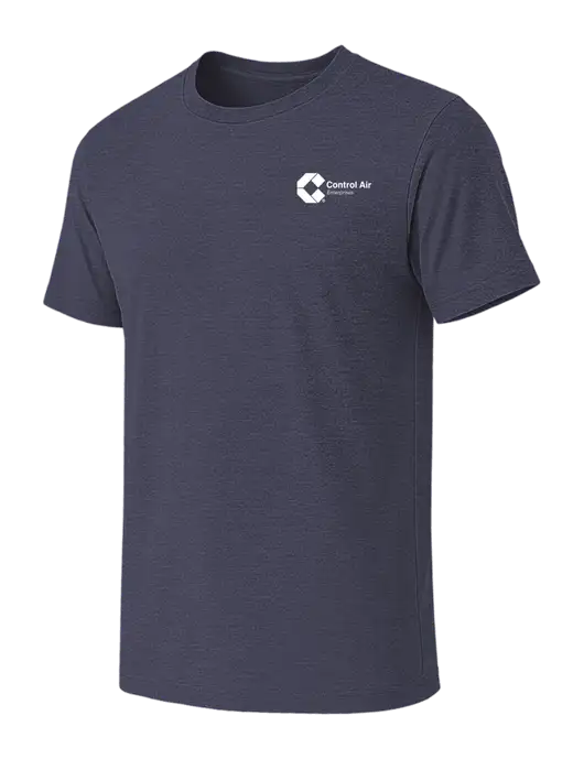 BELLA+CANVAS Heather Navy CVC Short Sleeve Tee w/Control Air Enterprises Logo