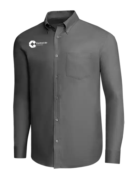 Brooks Brothers Dark Grey Wrinkle-Free Stretch Pinpoint Shirt w/Control Air Enterprises Logo