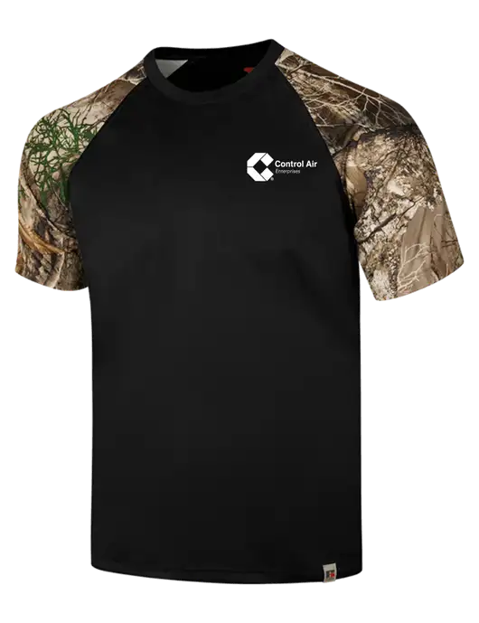 Russell Outdoors Black/Realtree Edge Camo Colorblock Performance T-Shirt w/Control Air Enterprises Logo