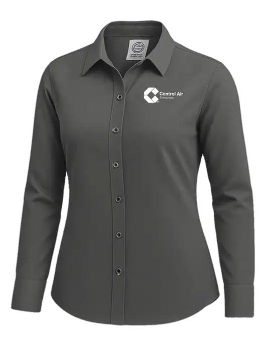 Brooks Brothers Womens Dark Grey Wrinkle-Free Stretch Nailhead Shirt w/Control Air Enterprises Logo