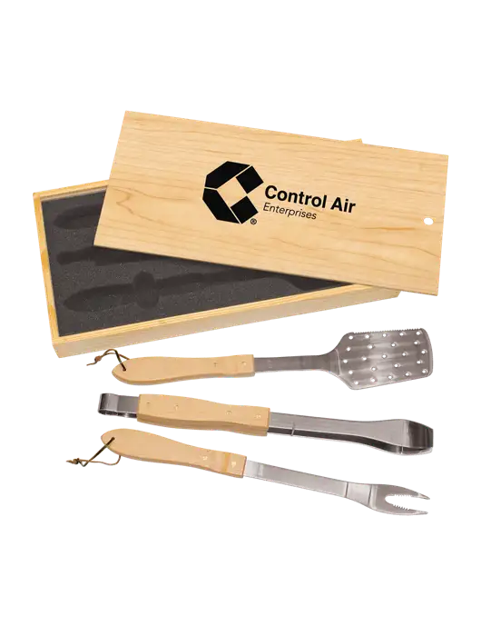 Wood BBQ Gift Set w/Control Air Enterprises Logo