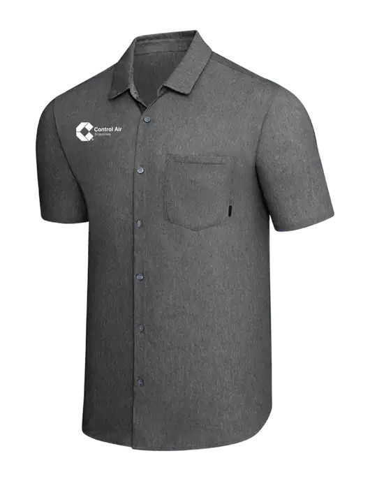 OGIO Dark Grey Heather Extend Short Sleeve Button Up Shirt w/Control Air Enterprises Logo