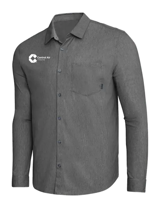 OGIO Dark Grey Heather Extend Long Sleeve Button Up Shirt w/Control Air Enterprises Logo
