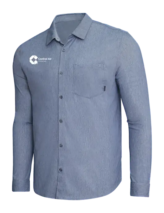 OGIO Slate Blue Heather Extend Long Sleeve Button Up Shirt w/Control Air Enterprises Logo
