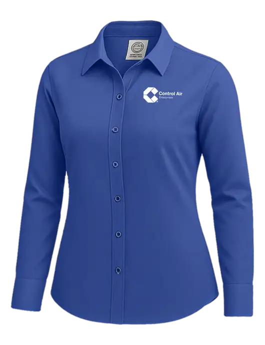 Brooks Brothers Womens Royal Blue Wrinkle-Free Stretch Nailhead Shirt w/Control Air Enterprises Logo