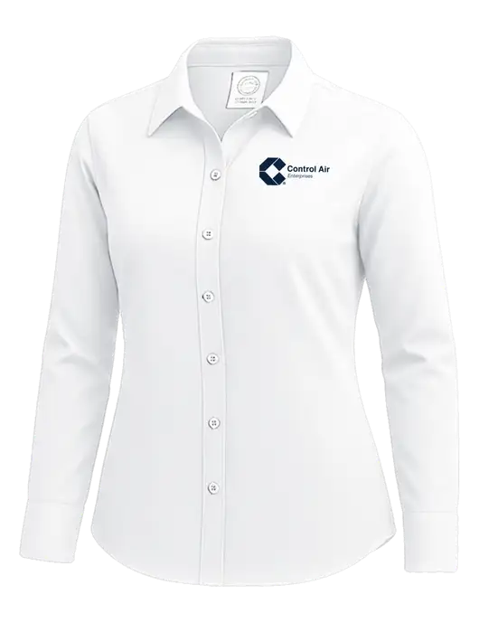 Brooks Brothers Womens White Wrinkle-Free Stretch Nailhead Shirt w/Control Air Enterprises Logo