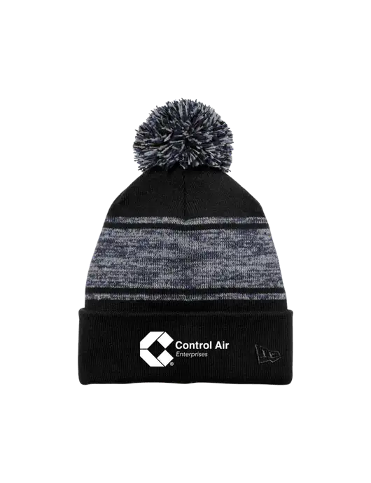 New Era Black/Navy Knit Chilled Pom Beanie w/Control Air Enterprises Logo