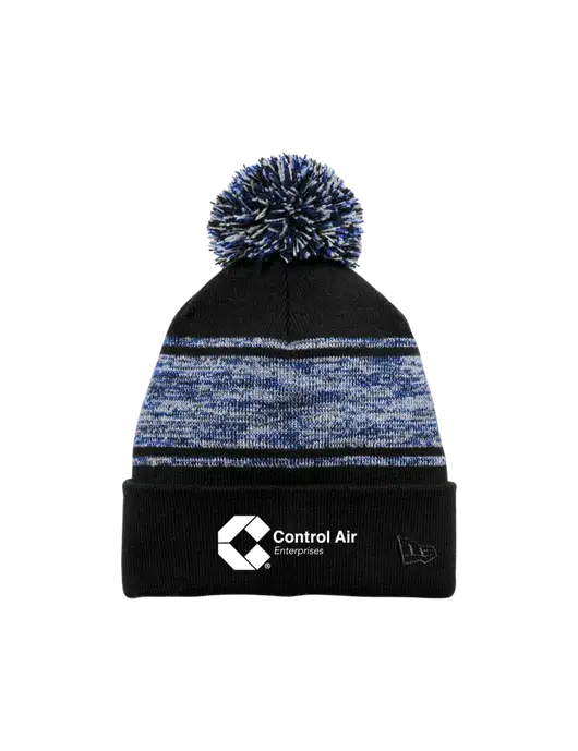 New Era Black/Royal Knit Chilled Pom Beanie w/Control Air Enterprises Logo