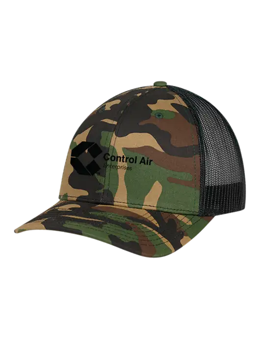 Richardson Adjustable Snapback Original 112P Trucker Cap Army Camo/Black  w/Control Air Enterprises Logo