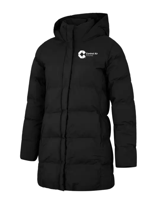 Mercer+Mettle Womens Deep Black Puffy Parka  w/Control Air Enterprises Logo