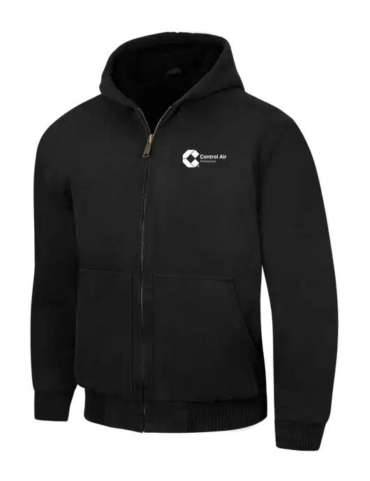 CornerStone Black Washed Duck Cloth Insulated Hooded Work Jacket w/Control Air Enterprises Logo