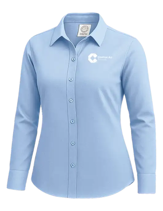 Brooks Brothers Womens Light Blue Wrinkle-Free Stretch Nailhead Shirt w/Control Air Enterprises Logo