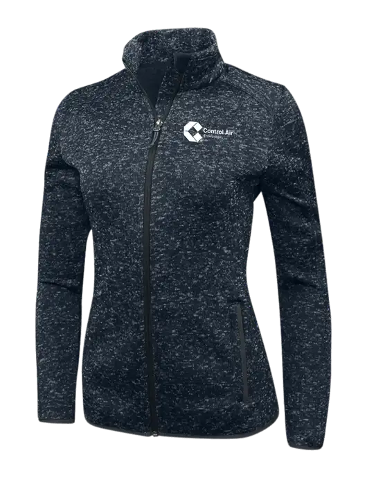 Navy Heather Womens Sweater Fleece Jacket w/Control Air Enterprises Logo