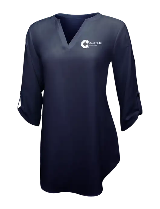 Navy Womens 3/4 Sleeve Tunic Blouse w/Control Air Enterprises Logo