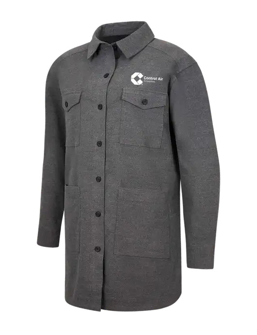 Mercer+Mettle Womens Medium Grey Heather Long Sleeve Twill Overshirt w/Control Air Enterprises Logo