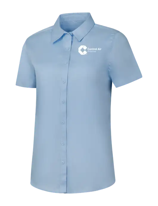 Womens Light Blue Short Sleeve Superpro React Twill Shirt w/Control Air Enterprises Logo