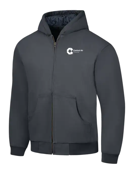 CornerStone Charcoal Duck Cloth Hooded Work Jacket w/Control Air Enterprises Logo