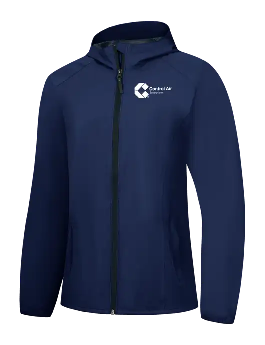 Womens Navy Essential Rain Jacket w/Control Air Enterprises Logo
