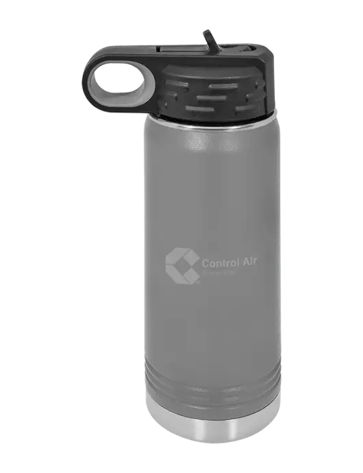 Polar Camel 20 oz Powder Coated Grey Vacuum Insulated Water Bottle w/Control Air Enterprises Logo