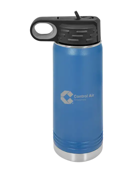 Polar Camel 20 oz Powder Coated Royal Vacuum Insulated Water Bottle w/Control Air Enterprises Logo