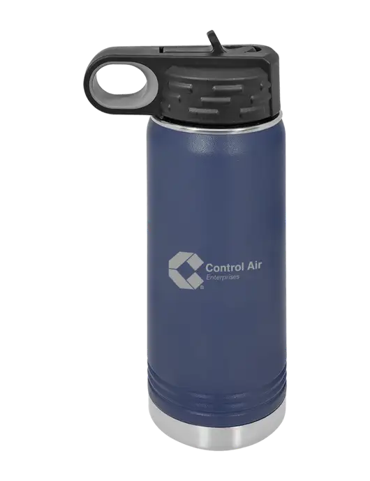 Polar Camel 20 oz Powder Coated Navy Vacuum Insulated Water Bottle w/Control Air Enterprises Logo