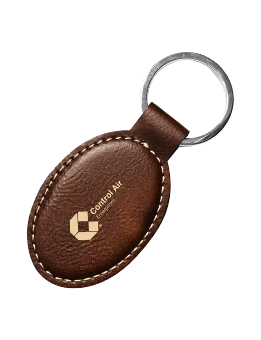Rustic Leatherette Oval Keychain w/Control Air Enterprises Logo