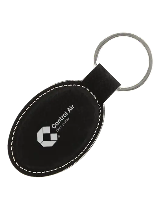 Black Leatherette Oval Keychain w/Control Air Enterprises Logo