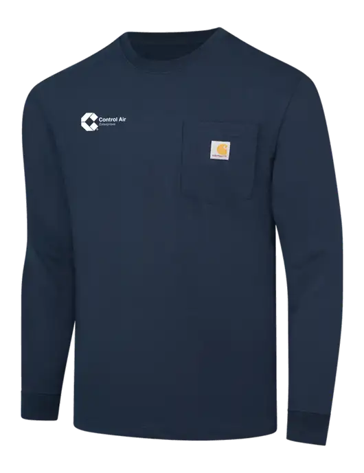 Carhartt Navy Workwear Pocket Long Sleeve T-Shirt w/Control Air Enterprises Logo