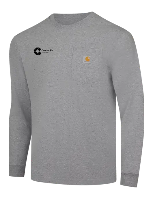 Carhartt Light Grey Heather Workwear Pocket Long Sleeve T-Shirt w/Control Air Enterprises Logo