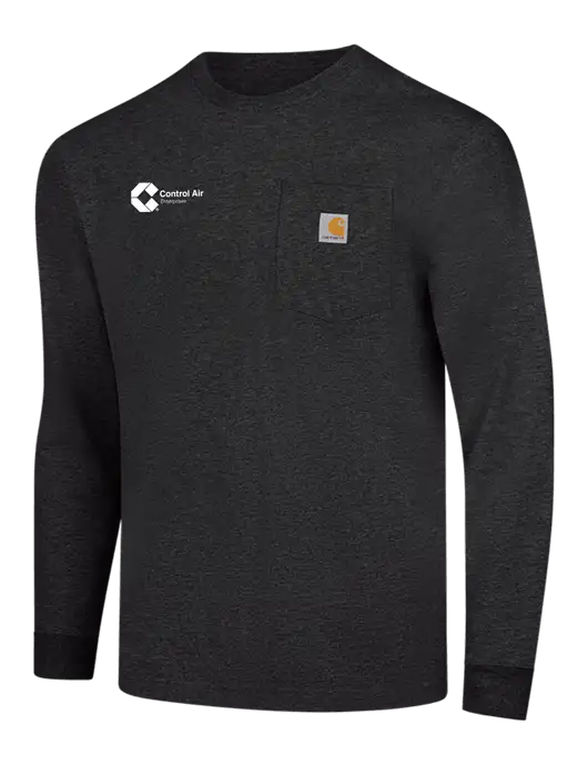 Carhartt Dark Grey Heather Workwear Pocket Long Sleeve T-Shirt w/Control Air Enterprises Logo