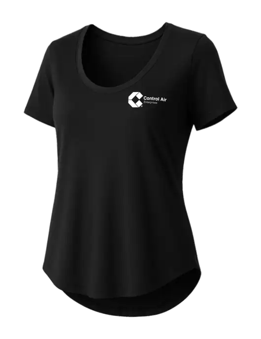 Mercer+Mettle Womens Black Stretch Jersey Relaxed Scoop w/Control Air Enterprises Logo