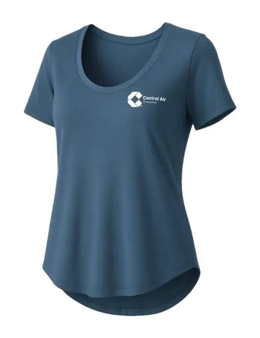 Mercer+Mettle Womens Light Navy Blue Stretch Jersey Relaxed Scoop w/Control Air Enterprises Logo