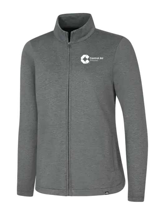 TravisMathew Womens Dark Grey Heather Coveside Full-Zip w/Control Air Enterprises Logo
