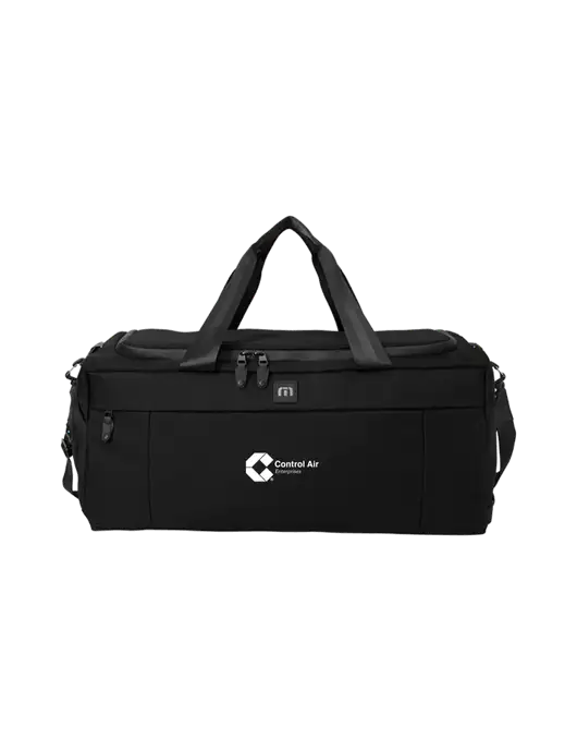 TravisMathew Black Duration Duffel w/Control Air Enterprises Logo
