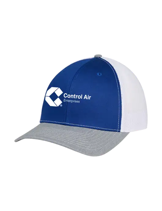 Richardson Adjustable Snapback Original 112 Trucker Cap Royal/HeatherGrey/White Mesh w/Control Air Enterprises Logo