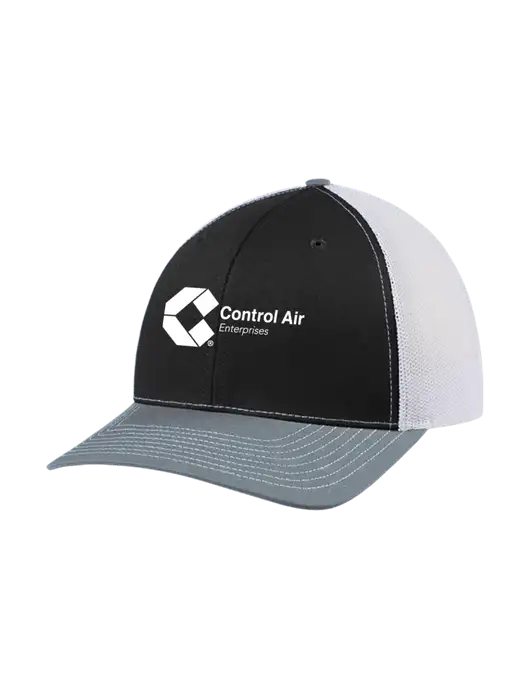 Richardson Adjustable Snapback Original 112 Trucker Cap Black/Light Heather Grey/White Mesh w/Control Air Enterprises Logo