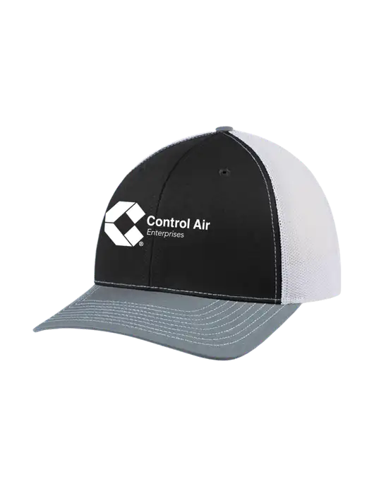 Richardson Adjustable Snapback Original 112 Trucker Cap Black/Light Heather Grey/White Mesh w/Control Air Enterprises Logo