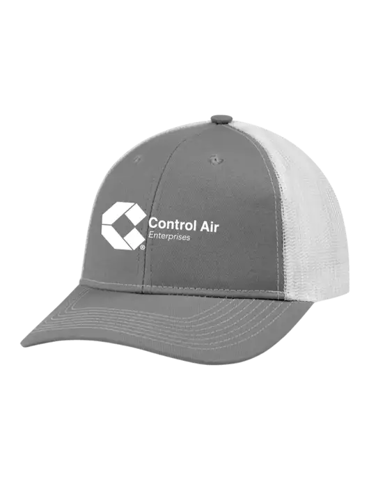Snapback Ponytail Trucker Cap Light Medium Heather Grey w/White Mesh w/Control Air Enterprises Logo