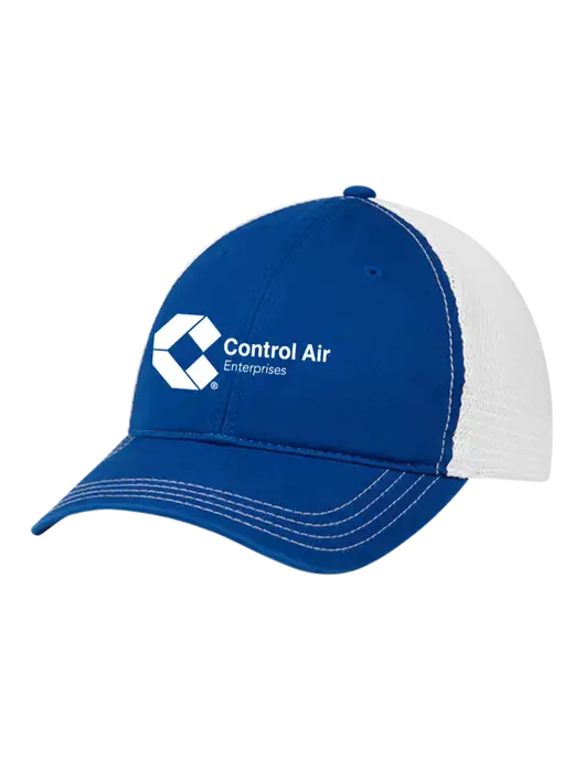 Richardson 111 Garment Washed Trucker Cap Royal w/White Mesh w/Control Air Enterprises Logo