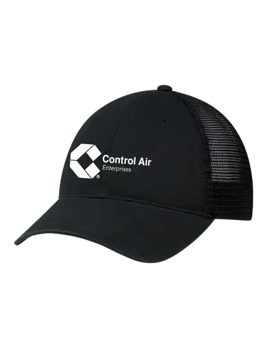 Richardson 111 Garment Washed Trucker Cap Black w/Black Mesh w/Control Air Enterprises Logo