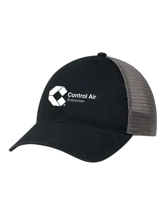 Richardson 111 Garment Washed Trucker Cap Black w/Charcoal Mesh w/Control Air Enterprises Logo