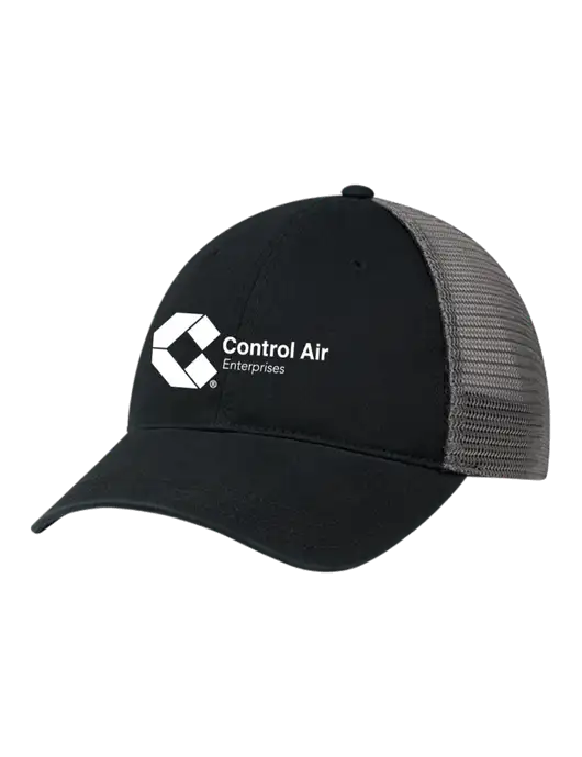 Richardson 111 Garment Washed Trucker Cap Black w/Charcoal Mesh w/Control Air Enterprises Logo