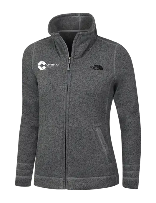 North Face Womens Medium Grey Heather Sweater Fleece Jacket w/Control Air Enterprises Logo