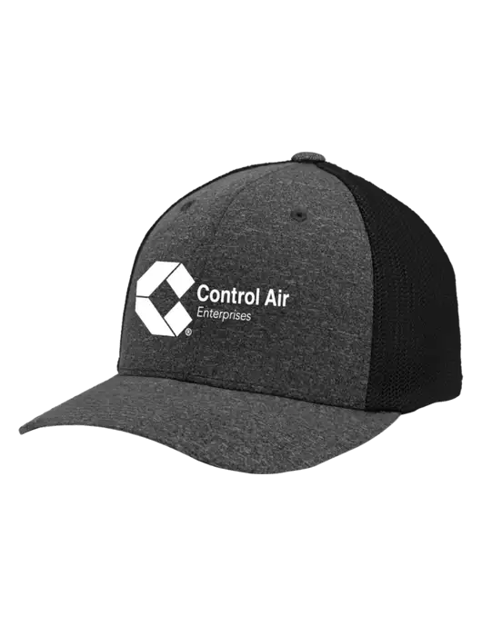 Flexfit Black/Dark Charcoal Heather Melange Mesh Back Trucker Cap w/Control Air Enterprises Logo