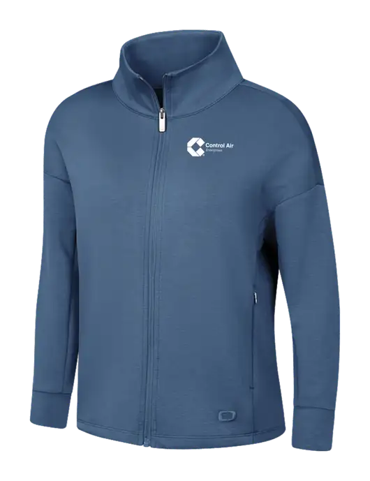 OGIO Womens Light Slate Blue Transcend Full-Zip w/Control Air Enterprises Logo