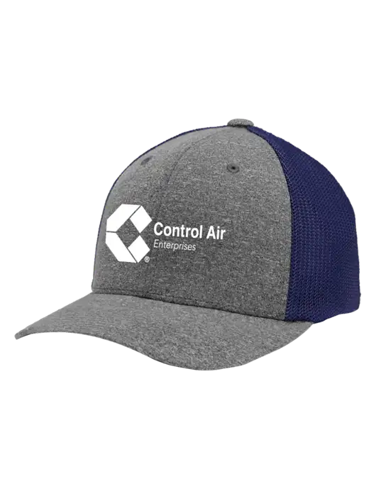 Flexfit Navy/Medium Grey Heather Melange Mesh Back Trucker Cap w/Control Air Enterprises Logo