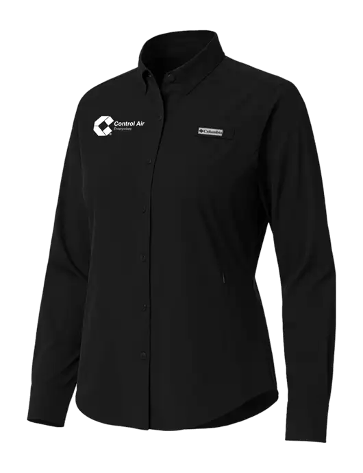 Columbia Black Womens PFG Tamiami II Long Sleeve Shirt w/Control Air Enterprises Logo