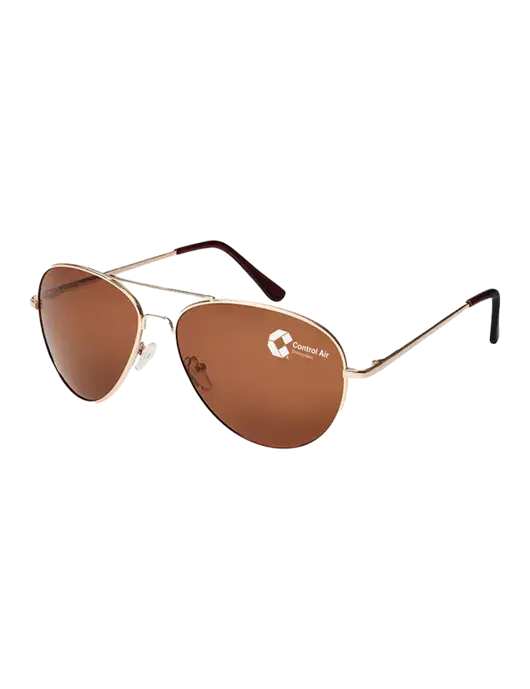 Aviator Coffee Brown with Gold Sunglasses  w/Control Air Enterprises Logo
